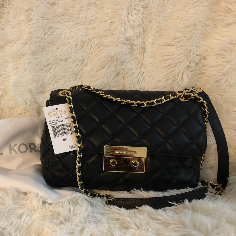 NWT Michael Kors Black Leather Quilted Bag